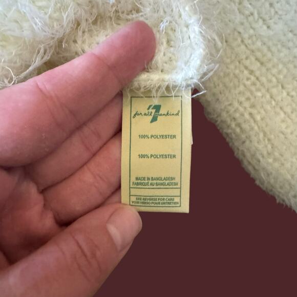 7 for All Mankind Fuzzy Teddy Sweater Faux Button Front Bow Long Sleeve 18 M - Picture 7 of 12